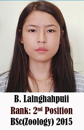 B Lalnghahpuii, 2nd Rank, Zoology, 2015