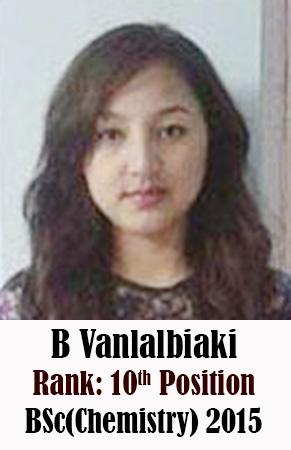 B Vanlalbiaki, 10th Rank, Chemistry, 2015