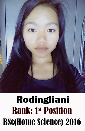Rodingliani, 1st Rank, Home Science, 2016