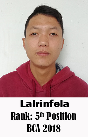 Lalrinfela, 5th Rank, Computer Science, 2018