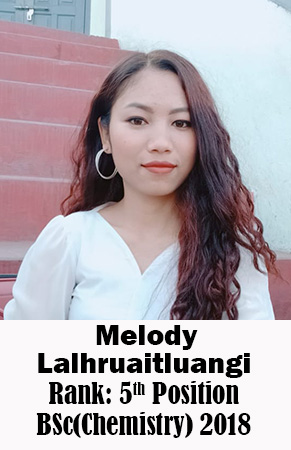 Melody Lalhruaitluangi, 5th Rank, Chemistry, 2018