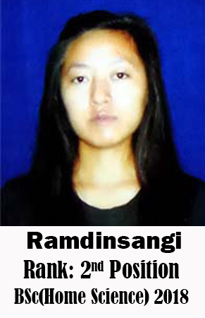 Ramdinsangi, 2nd Rank, Home Science, 2018