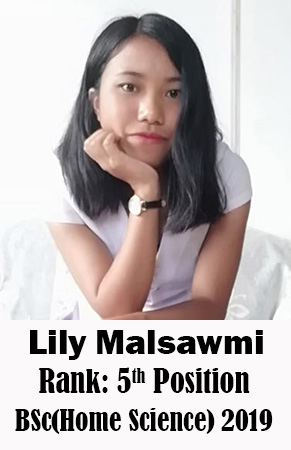 Lily Malsawmi, 5th Rank, Home Science, 2019