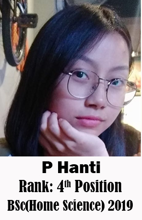 P Hanti, 4th Rank, Home Science, 2019