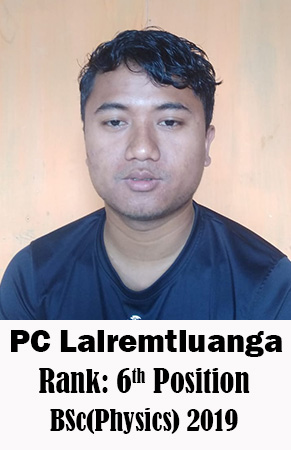 PC Lalremtluanga, 6th Rank, Physics, 2019